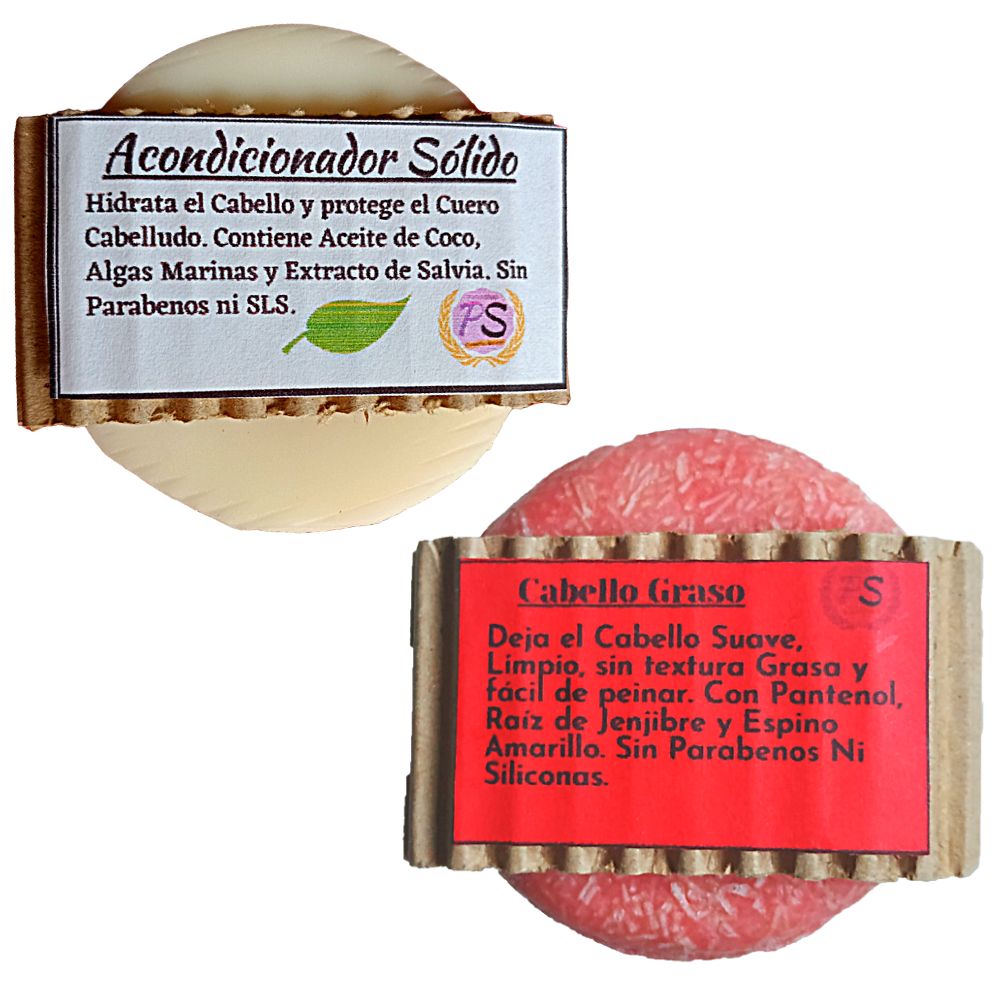 Pack Acondicionador Sólido + Champú Sólido Cabellos Grasos