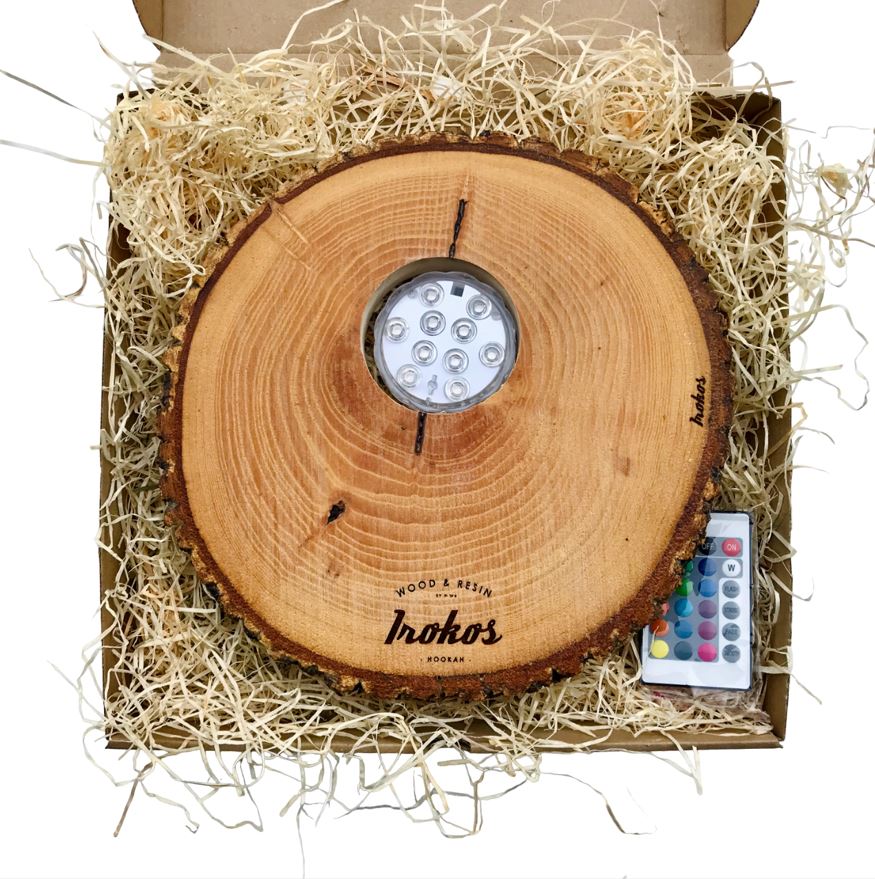 Irokos Centro de mesa, con luz led madera de fresno