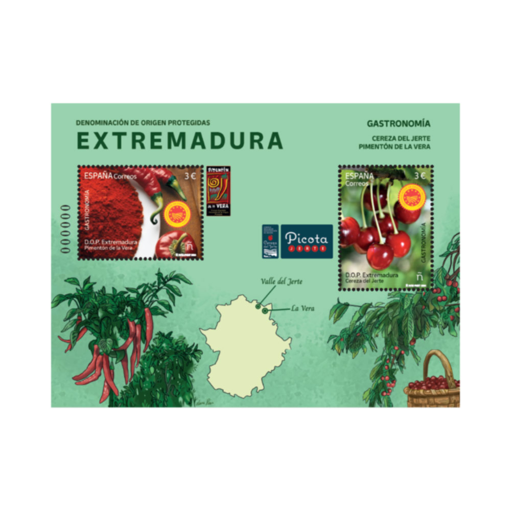 Gastronomía. D.O. Protegidas. Extremadura. Cereza del Jerte. Pimentón de la Vera | Hoja bloque