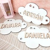 miniatura Nube decorativa con nombre de bebé para colgar