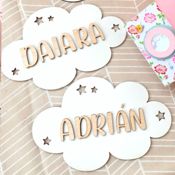 miniatura Nube decorativa con nombre de bebé para colgar