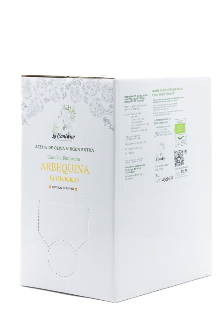 La Cantona Aceite de Oliva Tradicional Baginbox 3litros Arbequina Cosecha Temprana Ecológico