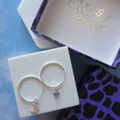 miniatura Argollas plata luna y estrella