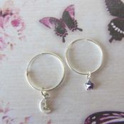 miniatura Argollas plata luna y estrella