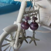 miniatura Pendientes estrella de mar con amatista