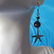 miniatura Pendientes estrella de mar con amatista