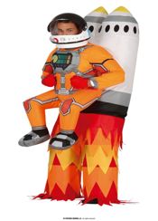 miniatura Disfraz Adulto Hinchable de Cohete con Astronauta