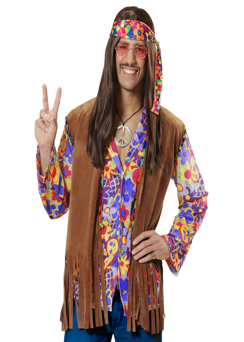 Disfraz Chaleco Hippie Marrón con flecos