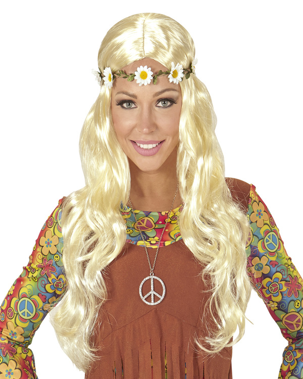 Peluca hippie /medieval rubia con cinta para la cabeza