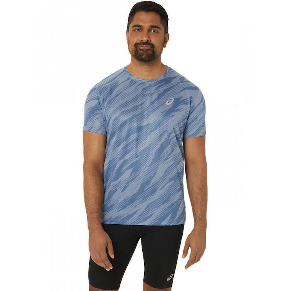 Imagen CAMISETA ASICS CORE ALL OVER PRINT SS TOP AZUL T SHIRT RUNNING 2011C646-401