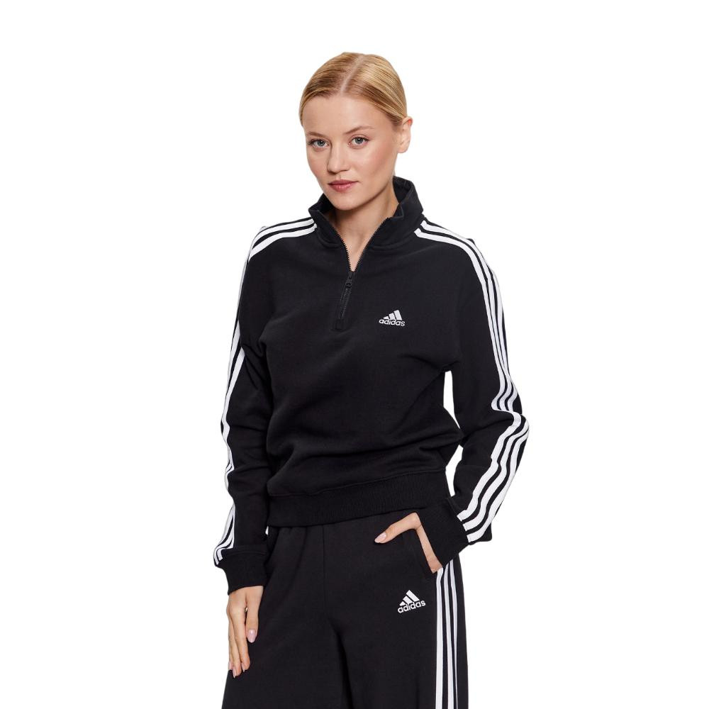 Imagen SUDADERA ADIDAS W 3S FT QZ NEGRO BLANCO HOODIE IC8780