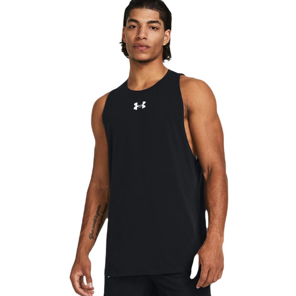 Imagen CAMISETA UNDER ARMOUR BASELINE COTTON TANK NEGRO BLANCO T SHIRT 1361901-005