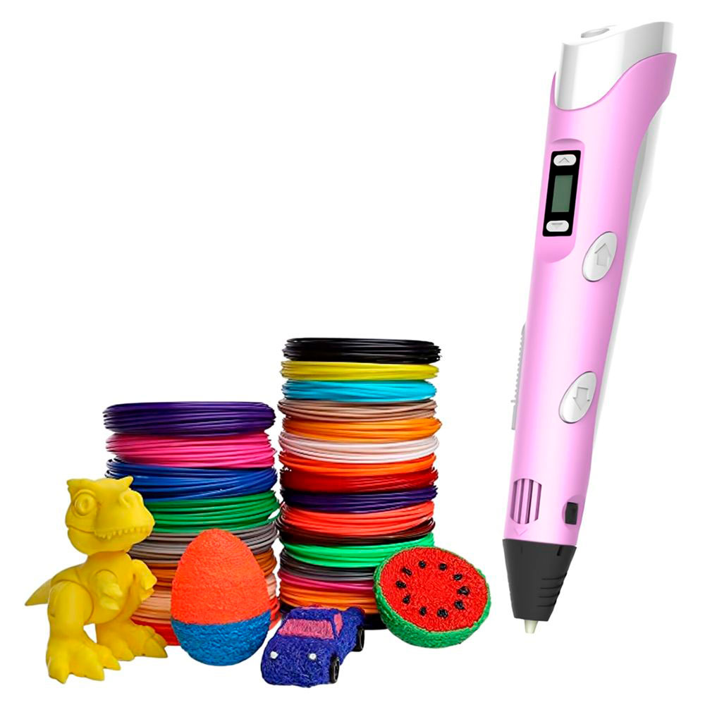 Pack Bolígrafo Lápiz de Impresión 3D Juguete Para Niños + 50 metros de PLA - Rosa