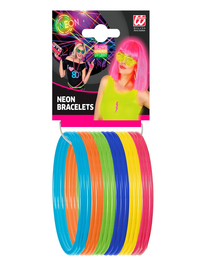 Set 18 brazaletes multicolor neón 1