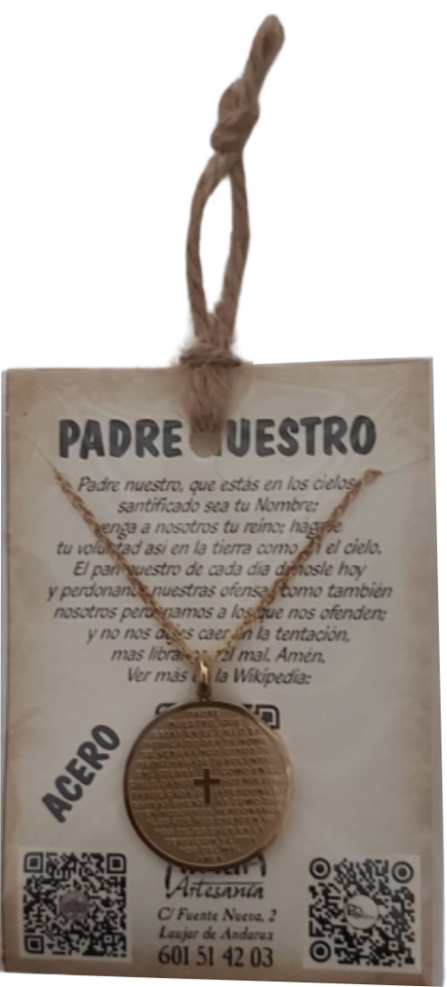 Amuleto de acero dorado - Padre Nuestro círculo 010