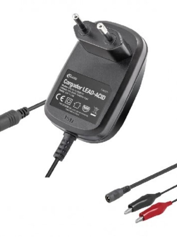 Cargador baterias 12V, 1A, 230v, Lead Acid, baterias plomo