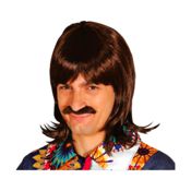 miniatura Peluca castaña con bigote