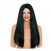 miniatura Peluca melena negra lisa