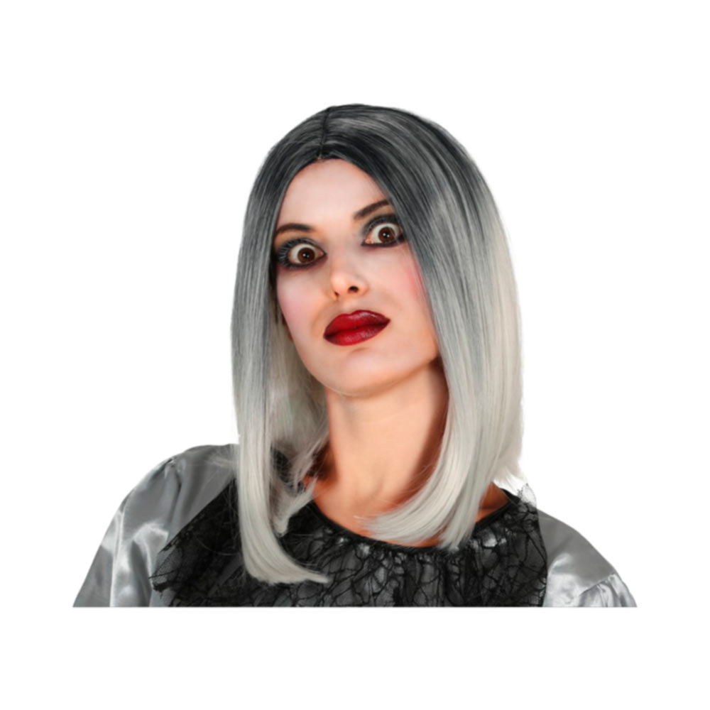 Peluca melena blanca y negra