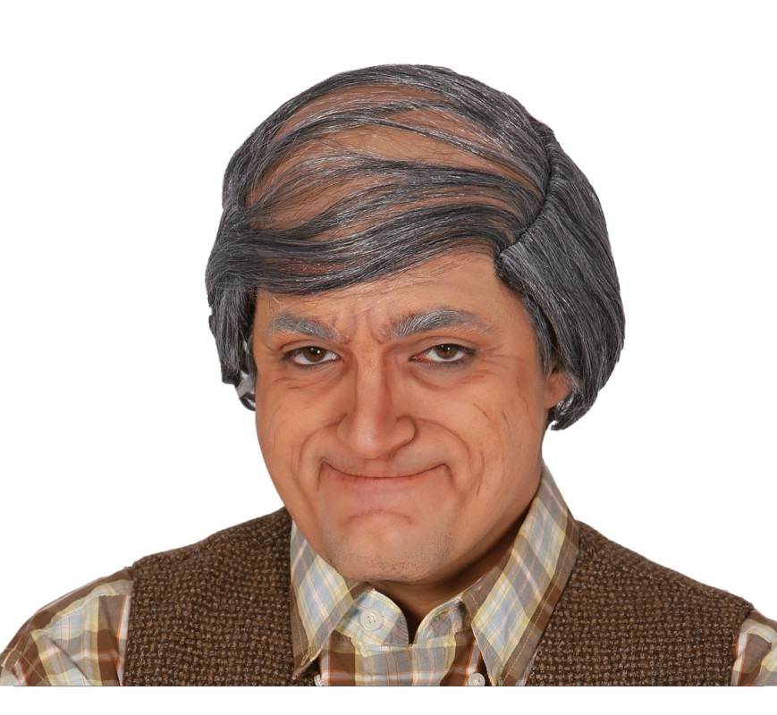 Fiestas Guirca Peluca calva con pelo gris