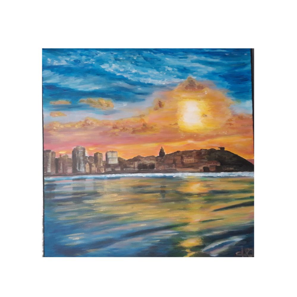 Lienzo "Atardecer En Gijón" Asturias - Lucía R.J.