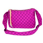 miniatura Bolso bandolera Fucsia Impermeable a Cuadros para Mujer