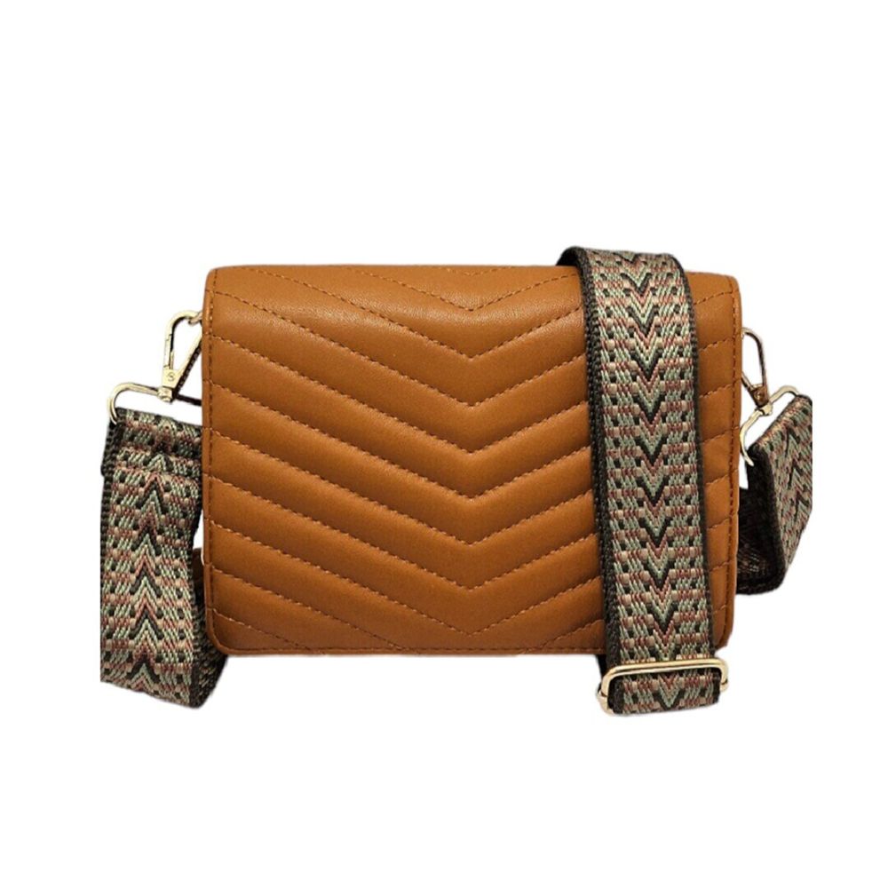 Bolso Bandolera Amarillo Asa Ajustable Cremallera Dorada