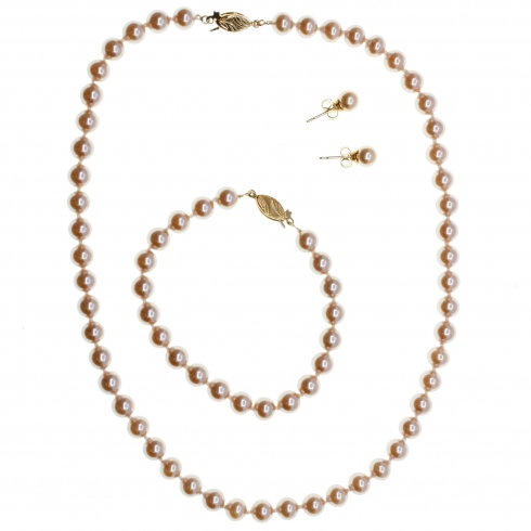Christian Gar Juego 3 Piezas Majorca Pearls 3006.2  Collar, Pulsera Y Pendientes De Perlas Nue