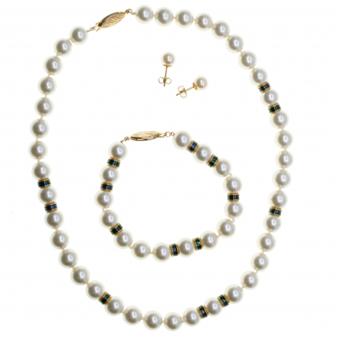 Christian Gar Juego 3 Piezas Majorca Pearls 3006.8 Collar, Pulsera Y Pendientes De Perlas Blan