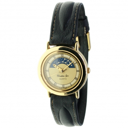 Christian Gar Reloj Christian Gar Unisex Esfera Dorada Fase Lunar