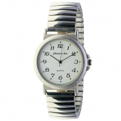 Christian Gar Reloj Christian Gar Para Hombre Esfera Blanca Con Numero Cadena Extensible