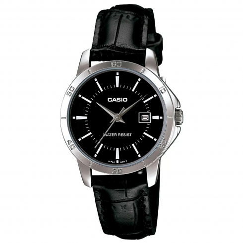 CASIO Casio  Ltp-v004l-1audf Reloj De Pulsera Analógico Para Mujer Color Negro