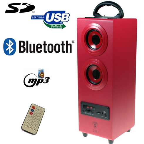 BVC Altavoz Bluetooth 2.1 L-100 Color Rojo Mp3, Usb Y Sd