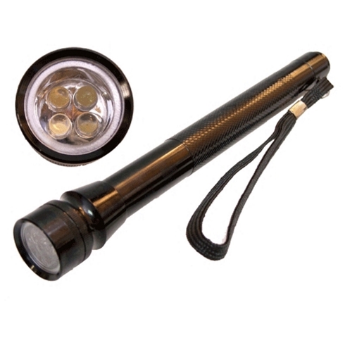 BVC Linterna Mf-28 Con 4 Led Aluminio Color Negro 3 Pilas Aa O R-6