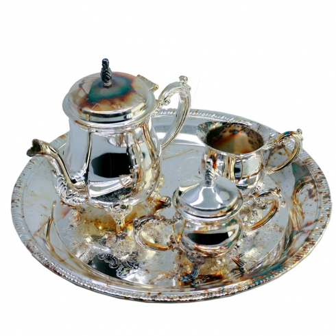 Mary G Juego De Café o Té Compuesto Por 4 Piezas De Alpaca Con Baño De Plata *** Sin Li