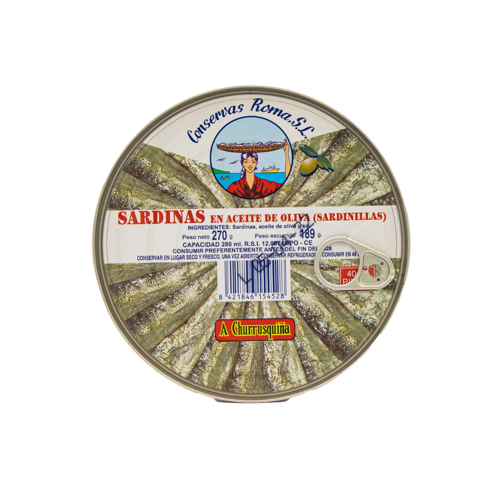 Sardinillas en Aceite de Oliva 40-45 piezas A Churrusquiña