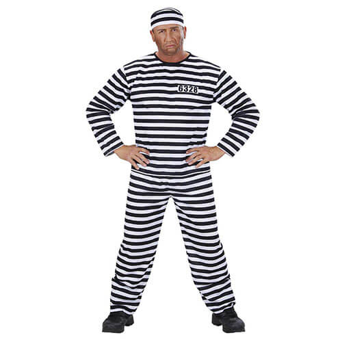 Disfraz de Preso Rayas Blanco/Negro Adulto.