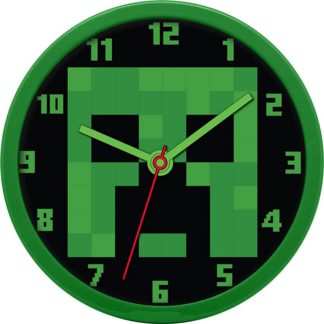 El Reino Friki Reloj Pared Kids Wall Clock Minecraft Creeper 25cm