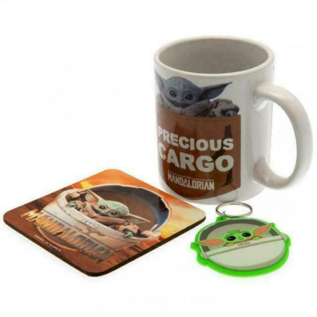 El Reino Friki Pack Regalo Star Wars Mug Cerámica Taza + Llavero + Posavasos Baby Yoda Grogu 