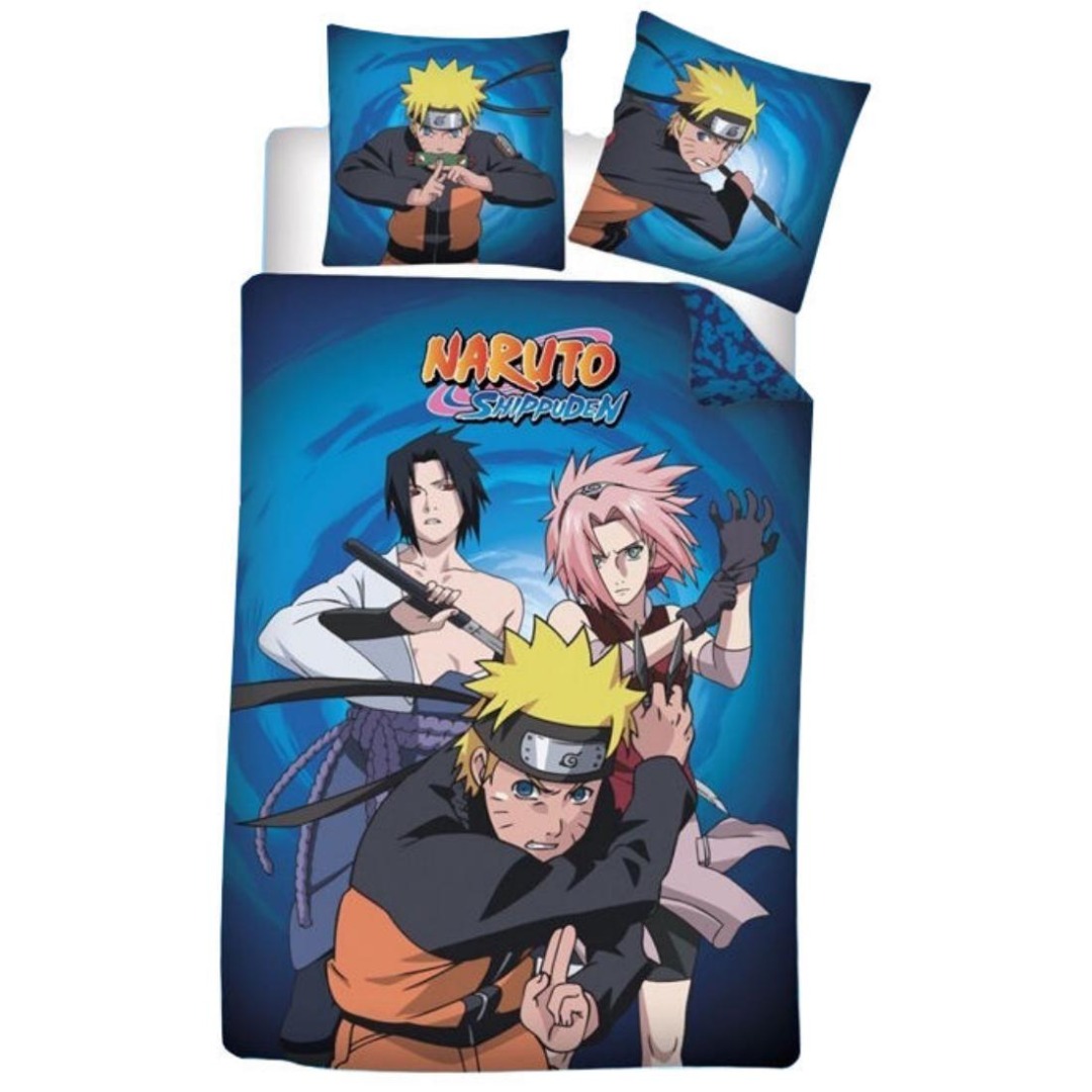 Aymax Funda Nórdica Reversible Anime Naruto para Cama de 90 o 105cm Microfibra, Medida 140x200 cm, más 1 Funda Cojín 