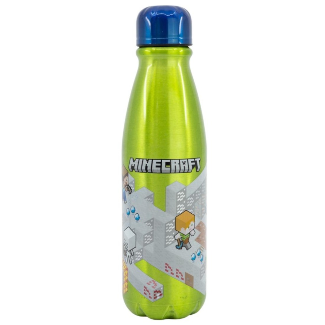 El Reino Friki Botella Aluminio Minercraft con Tapón De Seguridad 600ml