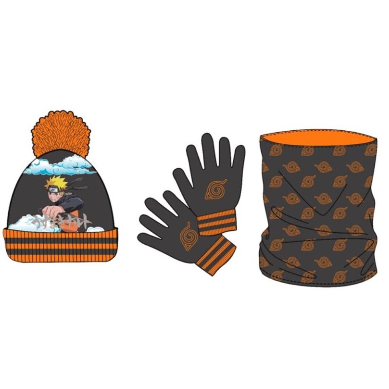 El Reino Friki Set Infantil Braga Cuello + Guantes + Gorro Naruto Shipuden