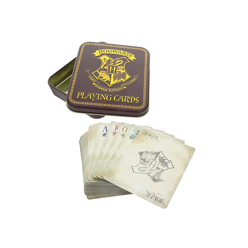Paladone Baraja de Cartas Paladone Harry Potter Juego de Naipes Premium Caja Metálica Escudo Hogwarts
