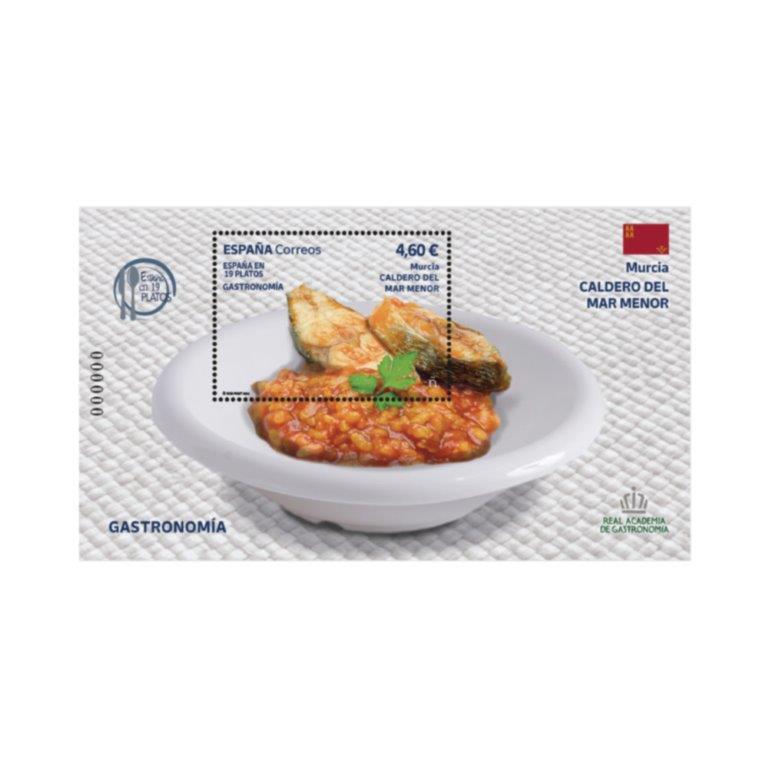 Sello Caldero del Mar Menor. Murcia | Gastronomía: España en 19 platos | Hoja Bloque