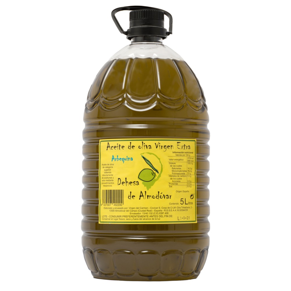 Aceite de oliva virgen extra Arbequina 5L. Caja 3 x 5L