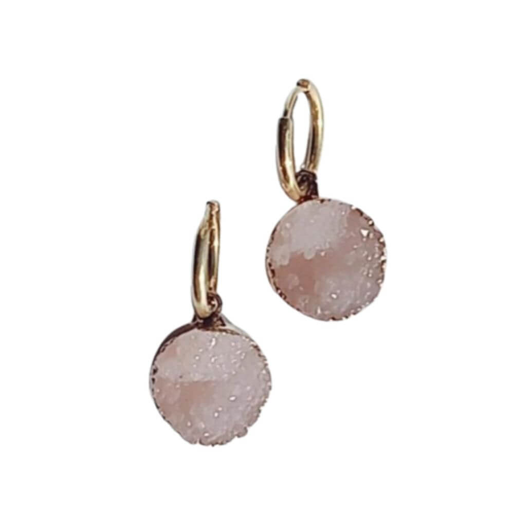 Pendientes cristal de resina color mineral en acero inoxidable, baño de oro. Antialérgicos