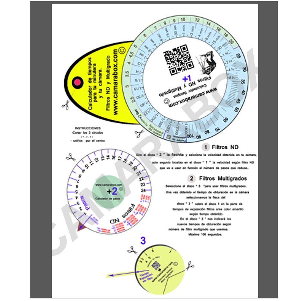 Calculador Tiempos Filtros ND y Multigrado para cámara minutera 1