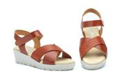miniatura Sandalias Piel con Cuña y cierre Velcro Cuero o Marino 1