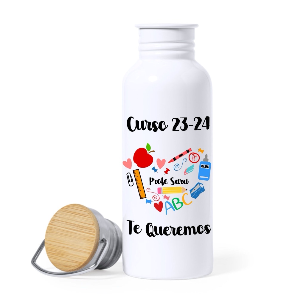 Botella Térmica Acero inoxidable Corazón de profe Personalizada 1