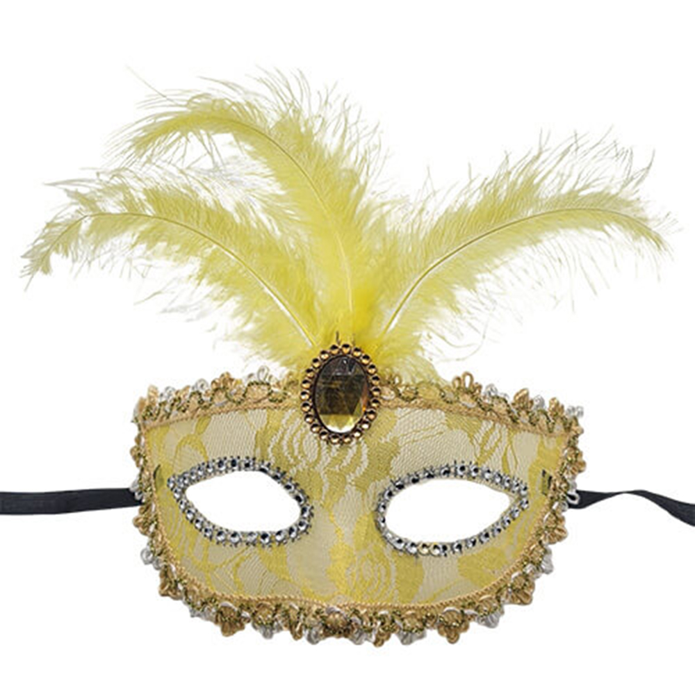 Antifaz encaje y pluma 1